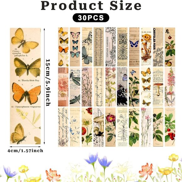 30 Pieces Paper Bookmarks for Book Lovers - Vintage Aesthetic Simple Style Cute - Picture 3 of 7